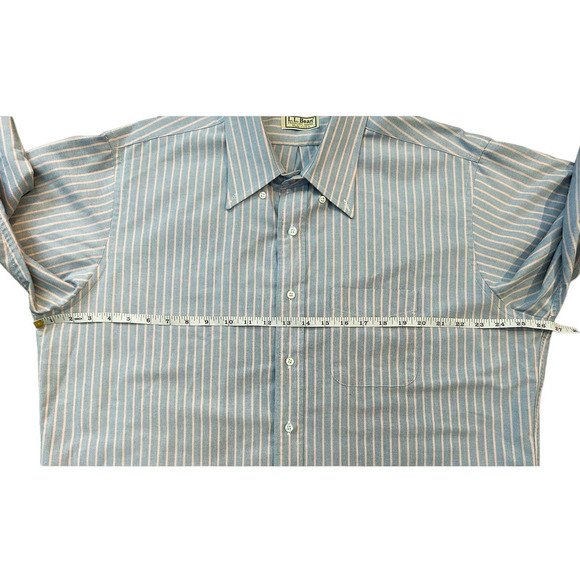 L.L Bean Light Blue/Pink Striped Button-Down Shirt Mens Size 17.5 - 35 - Picture 4 of 5